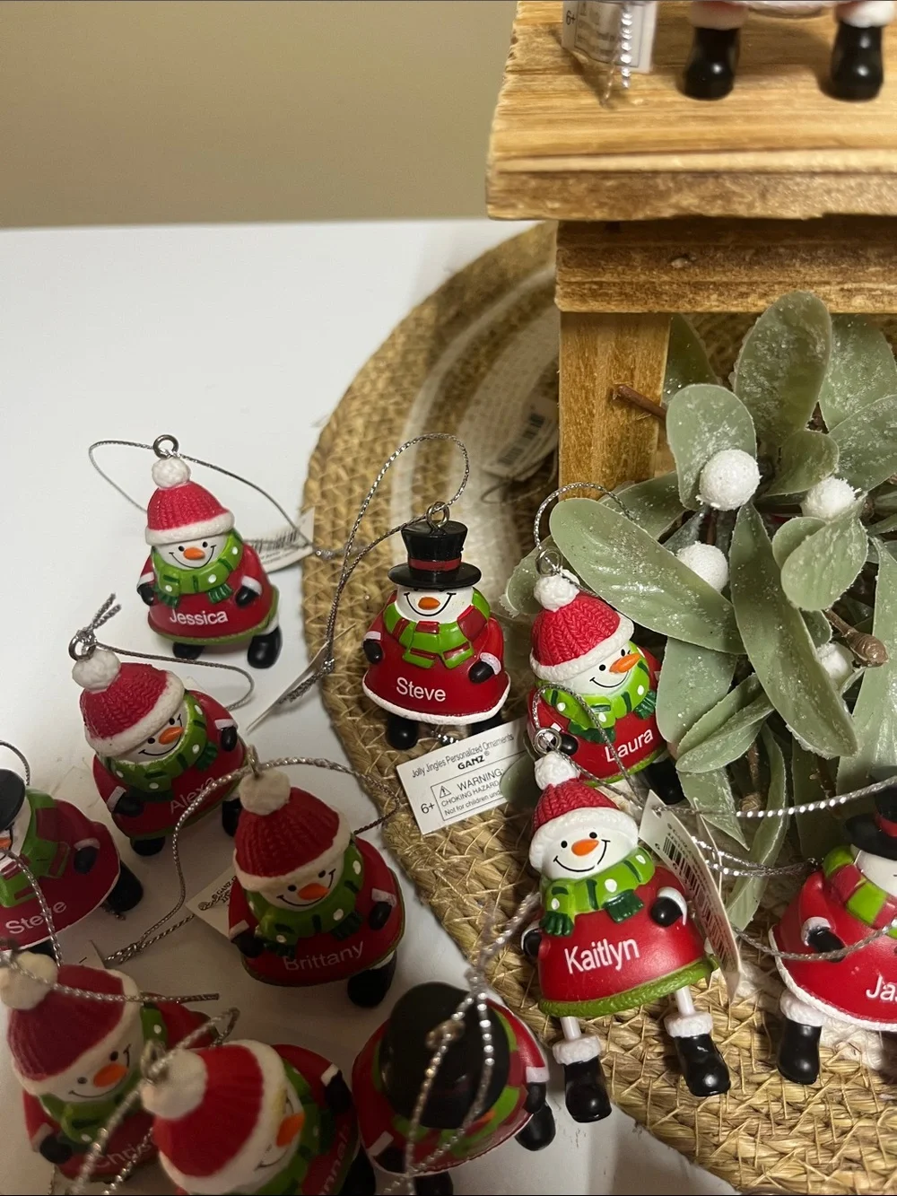 Ganz Personalized Snowman Jingle Bell Ornaments Bundle (39)